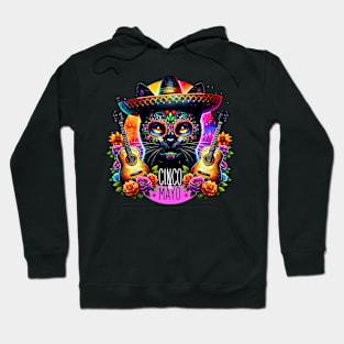 Cinco De Mayo Mexican Fiesta Cat Costume Party Sombrero Hoodie